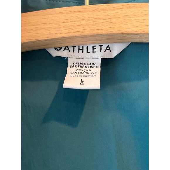 Athleta Sleeveless Button-Up Teal Top With Adjustable Drawstring Waist - Picture 5 of 8